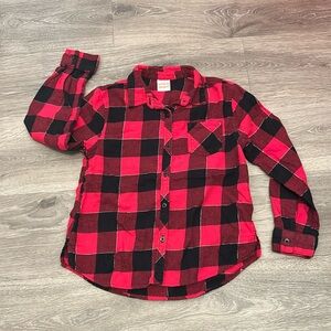 Girls Jumping Beans Red & Black buffalo check flannel shirt